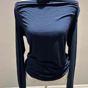 Three Dots Navy Long Sleeve Top
